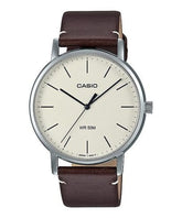 Casio,Men's Watch Analog, White Dial Brown Leather Band, MTP-E171L-5EVDF